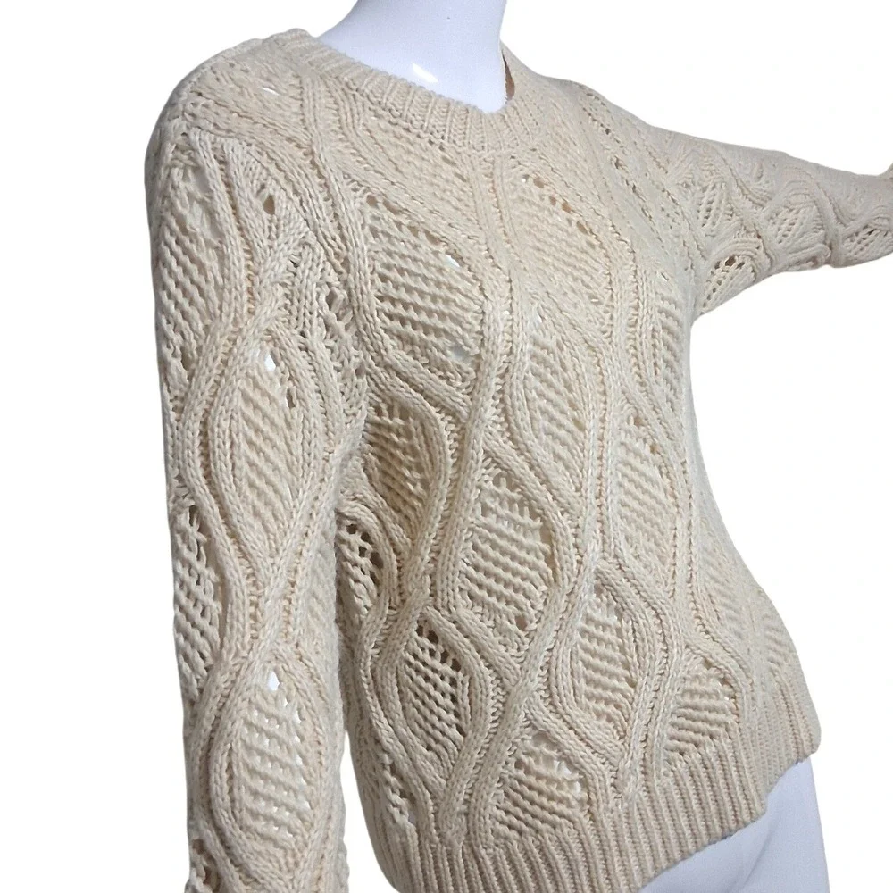 Forever 21+ Womens size 1X Chunky  Open knit Crew Fisherman Grandpa Cozy Sweater